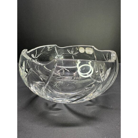 Vtg Clear Glass Bohemia Crystal Czech Cut To Clear 7" DIA Bowl Original Label - Picture 4 of 14